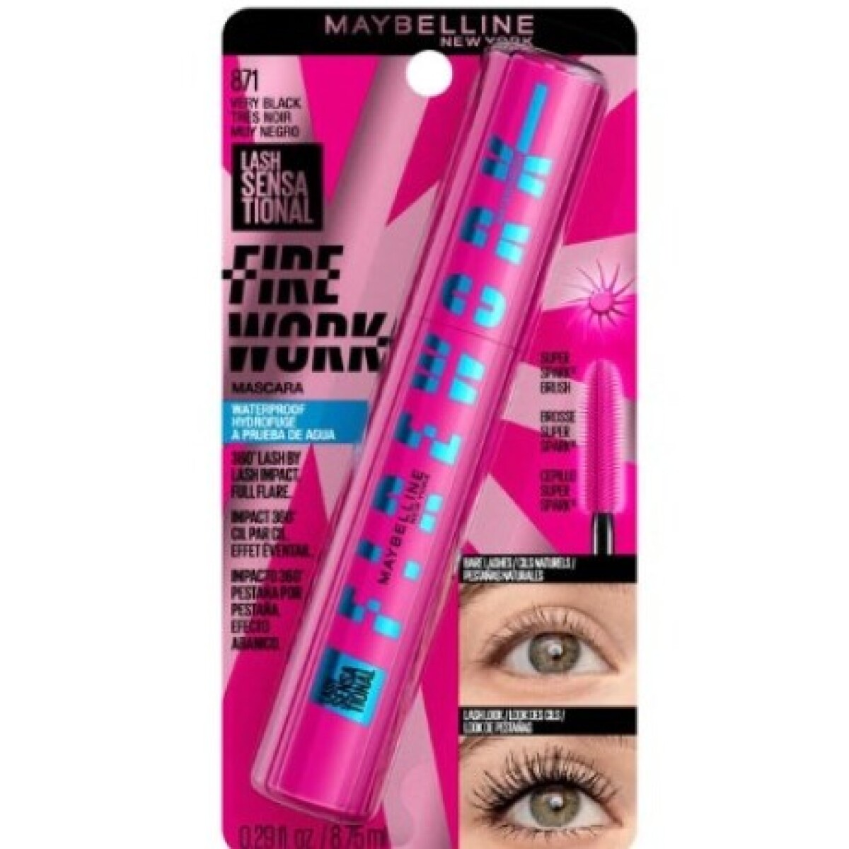 MAYBELLINE MASCARA DE PESTAÑAS LASH SENSATIONAL FIREWORK VERY BLACK WATERPROOF Nº871 