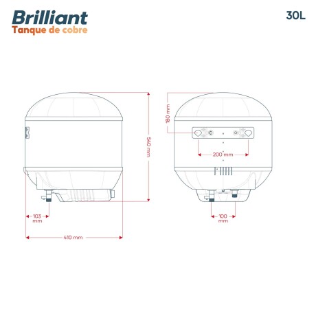 TERMOTANQUE BRILLIANT COBRE 30L BRCC30WH