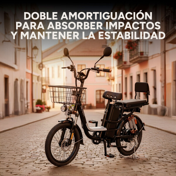 Bicicleta Electrica Gogreen Delivery R20 400w Bateria 26ah Color Negro