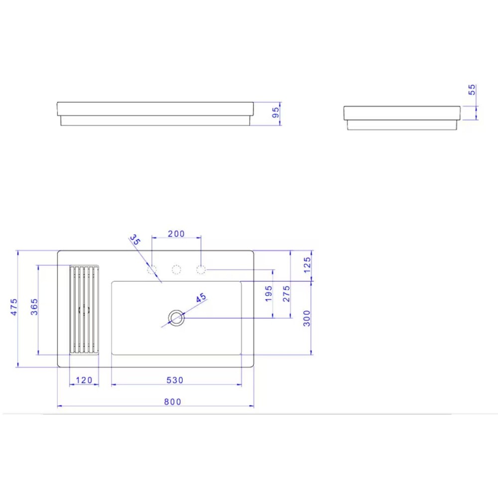 Bacha de embutir rectangular 80x47,5 cm c/mesa marrón mate Deca Bacha De Embutir Rectangular 80x47,5 Cm C/mesa Marrón Mate Deca
