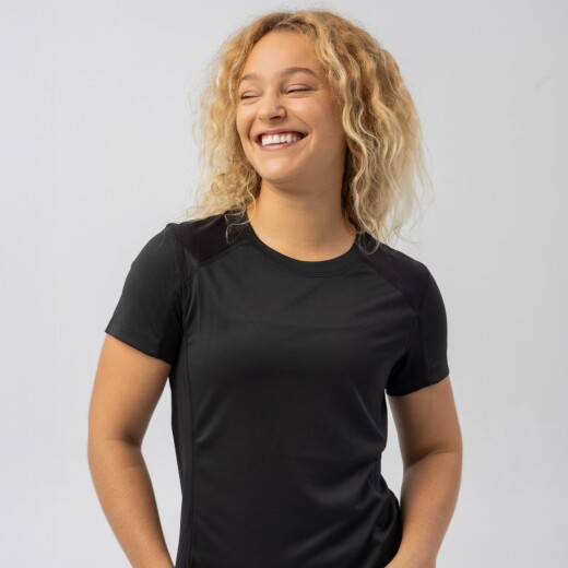 Remera Menpi Alta Calidad Running Dama Negro S/C