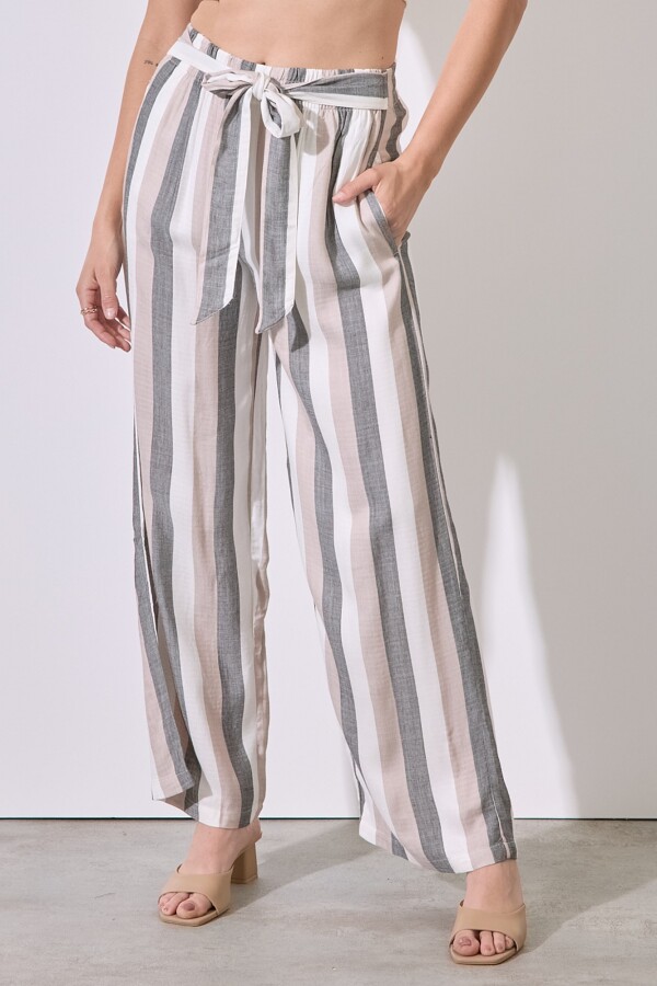 Pantalon Fluido Lineas MULTI/GRIS