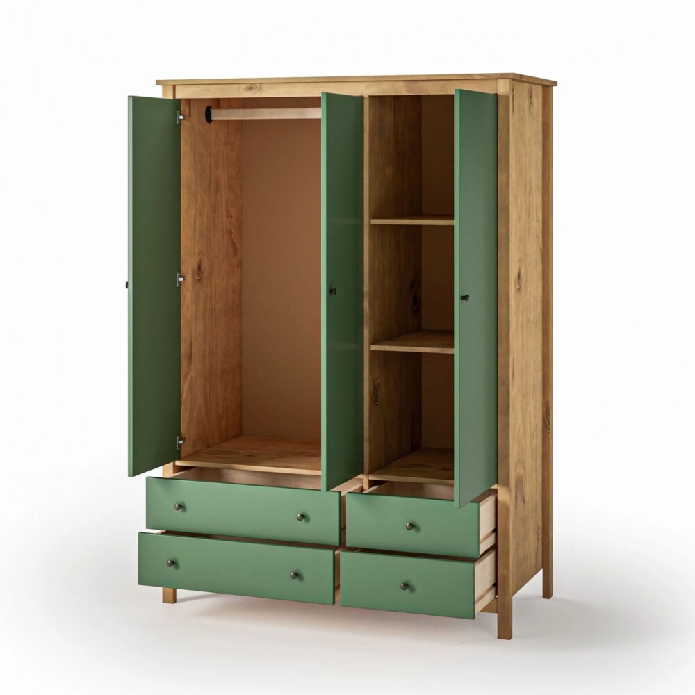 Ropero 3 Puertas 4 Cajones - Mari Verde