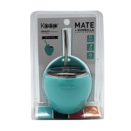 Set Mate Acero Inoxidable y Silicona Keep Bombilla 230ML VERDE-AGUA