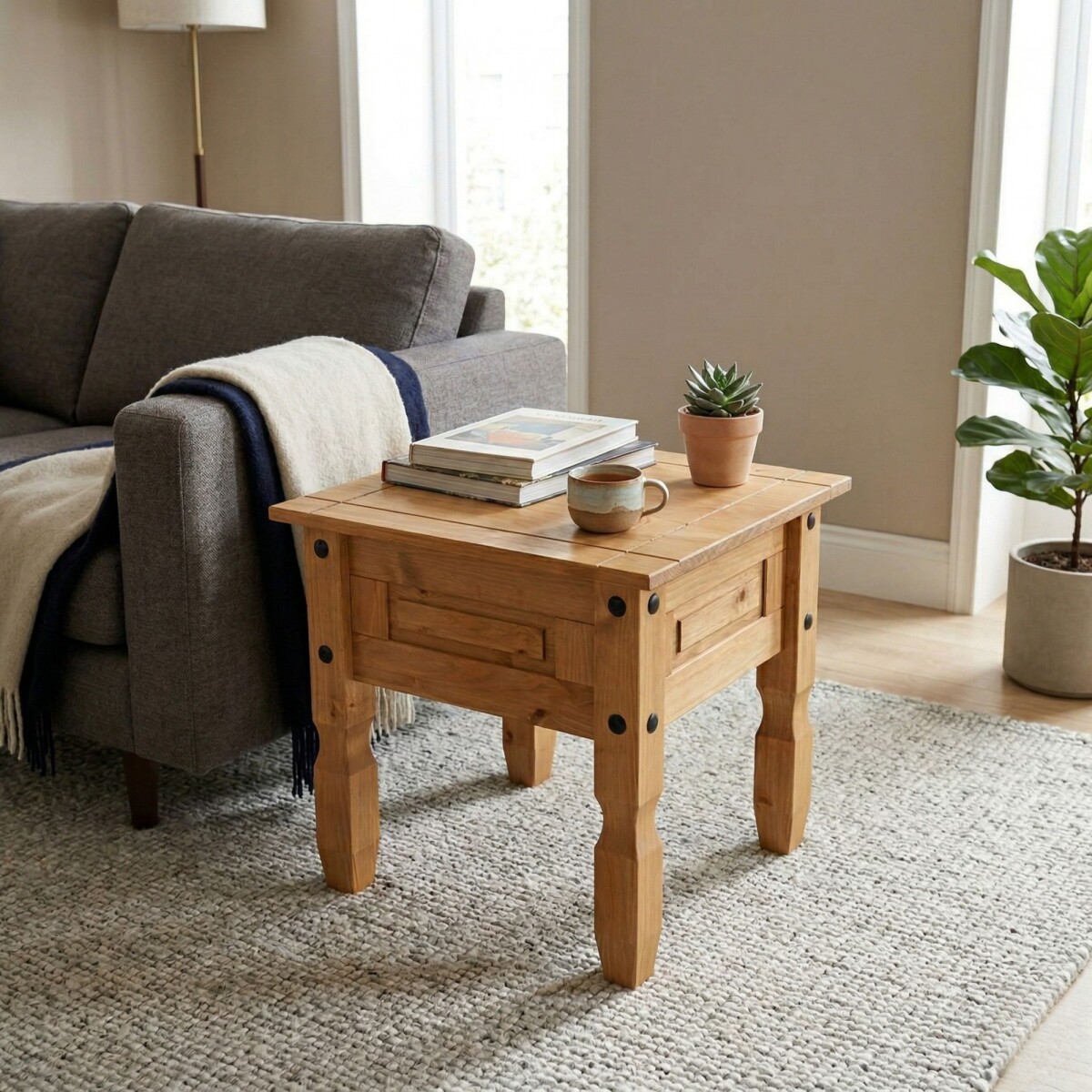 Mesa de living lateral - Linea mexicana - Natural 