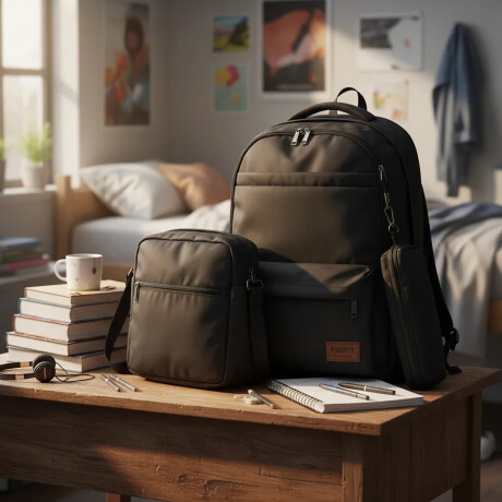 Set Mochila Bolso Cartuchera Alumno Resistente 3 Piezas Negro