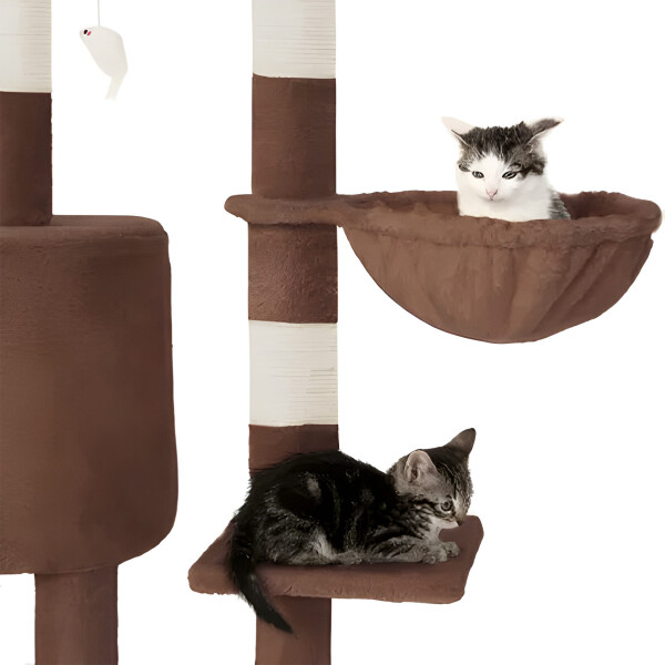 Rascador Torre 5 Niveles En Felpa Y Sisal Para Gato Juego Color Marrón