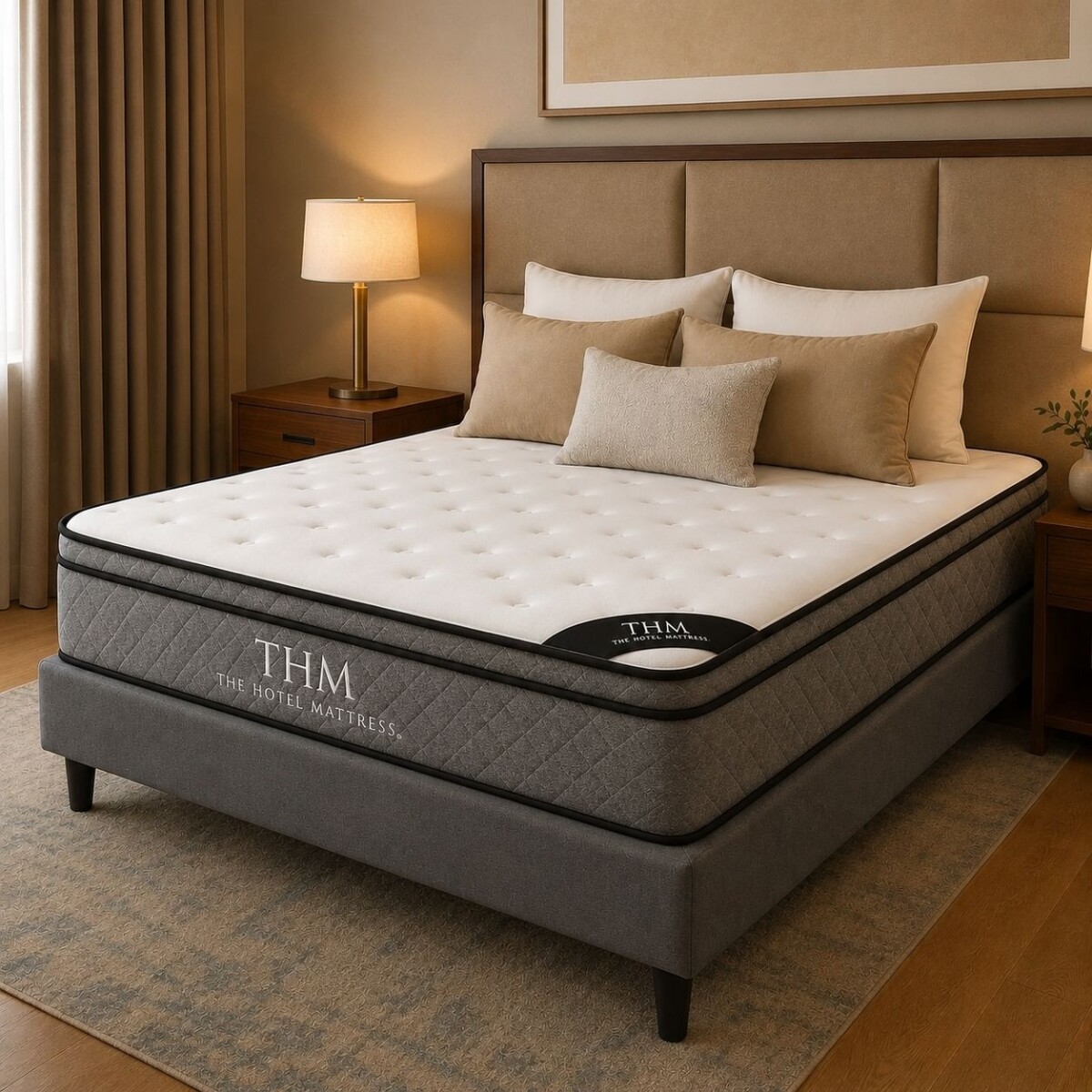 Sommier Queen HAMPTONS Hybrid Ruthenium - Gris 