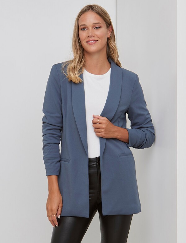 Blazer Crepe Manga Fruncida AZUL