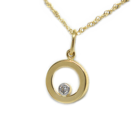 Cadena y Colgante en Oro 18Kilates con Zirconia Cadena y Colgante en Oro 18Kilates con Zirconia