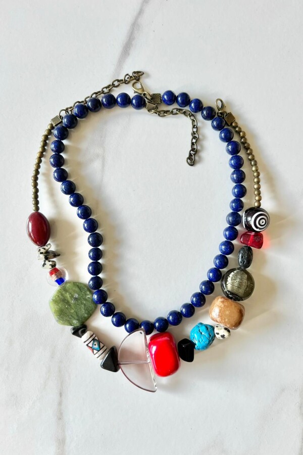 Collar Piedra Multicolor Rojo