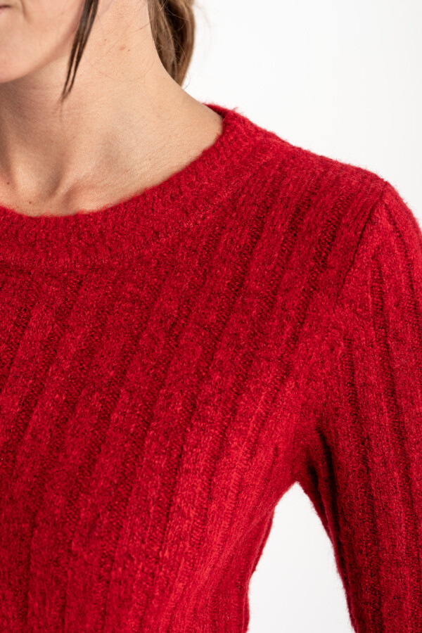 Sweater Grueso Acanalado Rojo