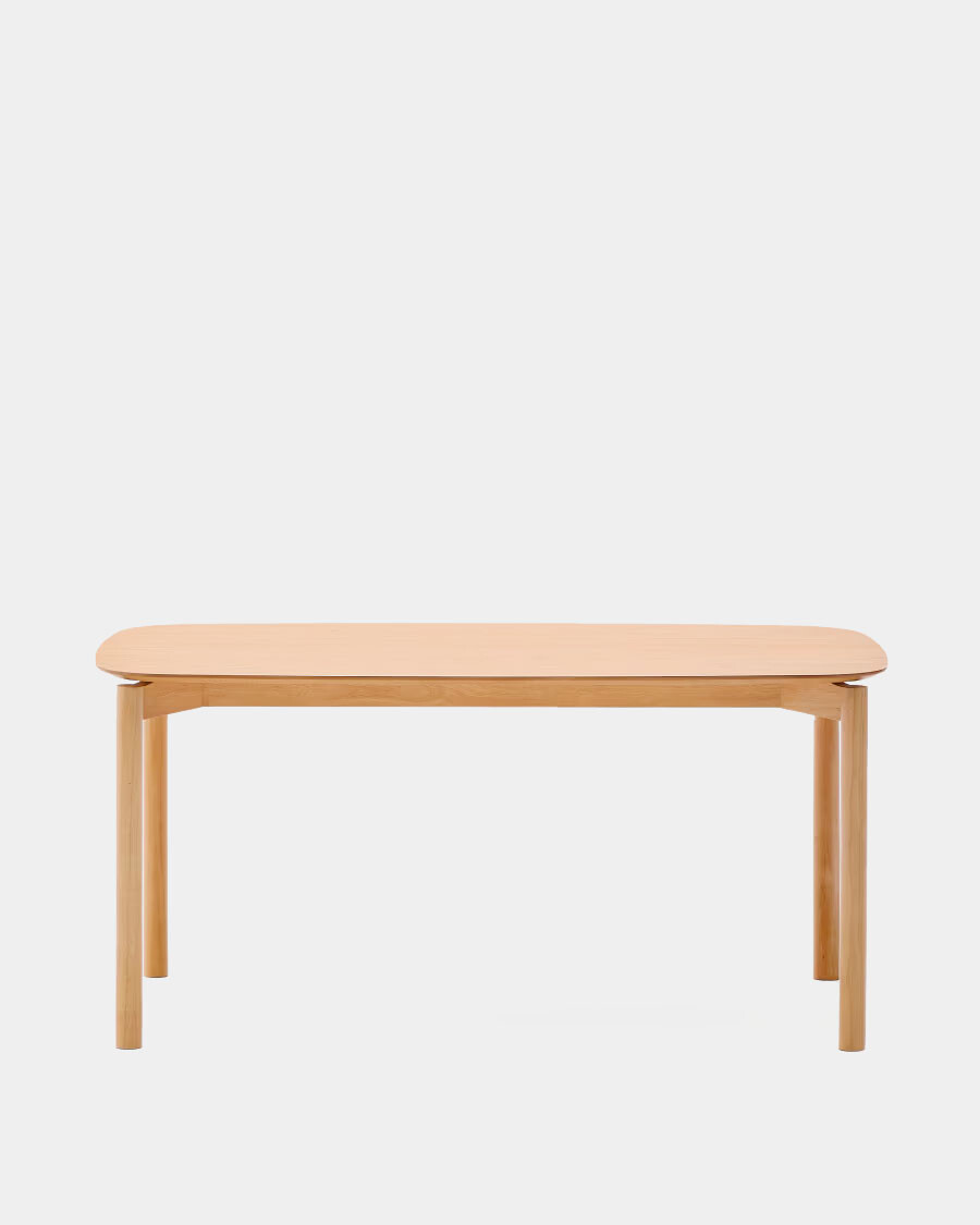 Mesa Indara de chapa de fresno con acabado tono natural 160 x 90 cm Mesa Indara de chapa de fresno con acabado tono natural 160 x 90 cm