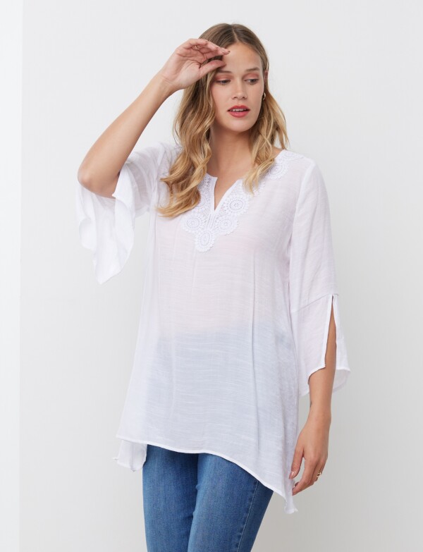 Blusa Aplique Crochet BLANCO