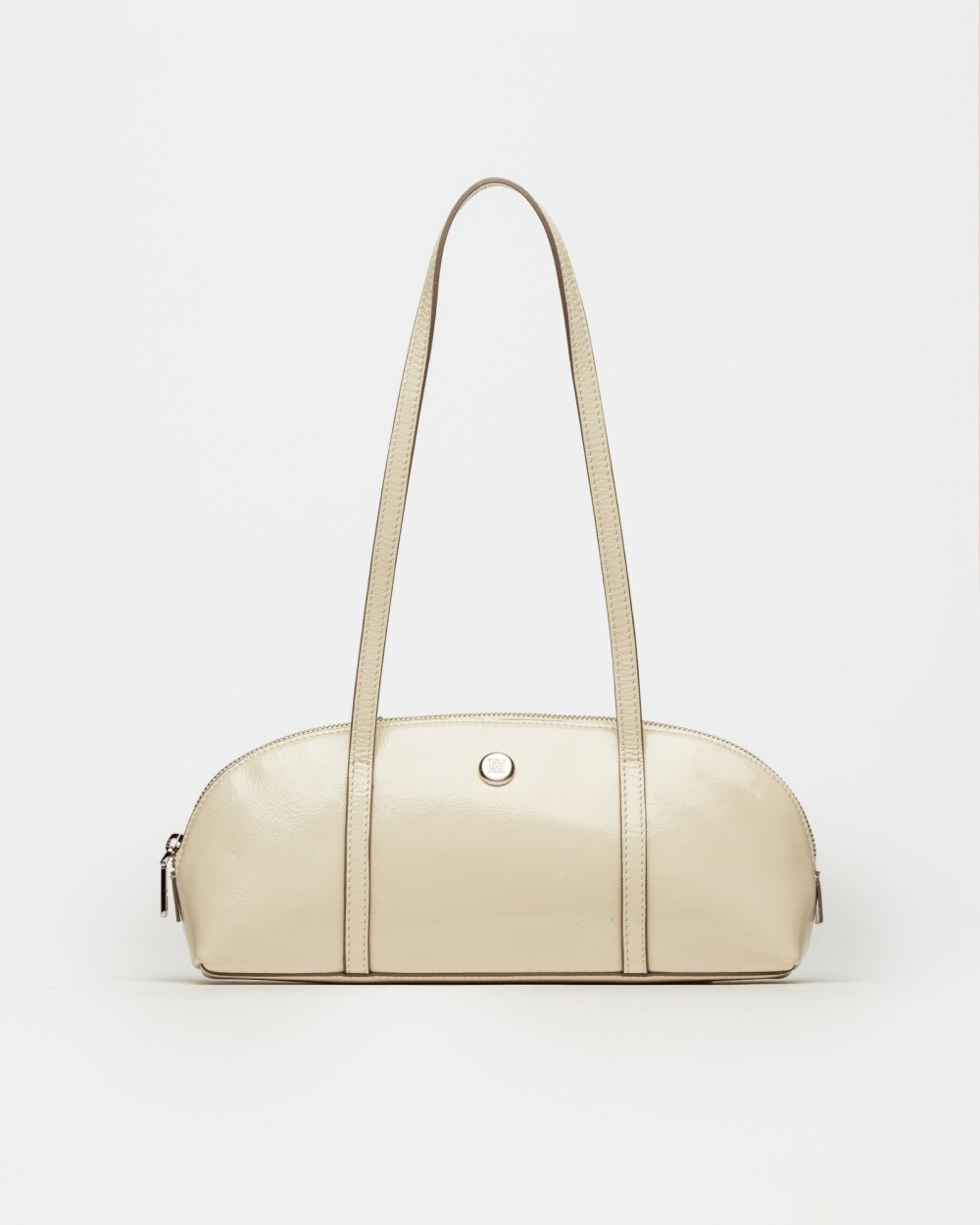 Cartera al hombro Bonnie en cuero charol Natural