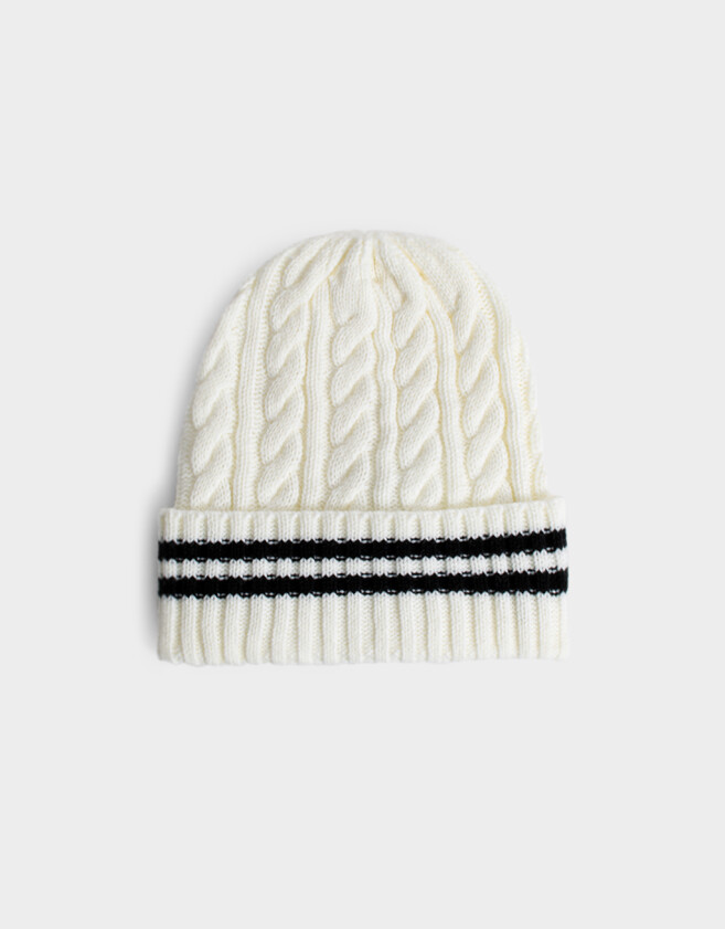Gorro Romántico Gorro Tejido Varsity Crudo - Blanco Crudo