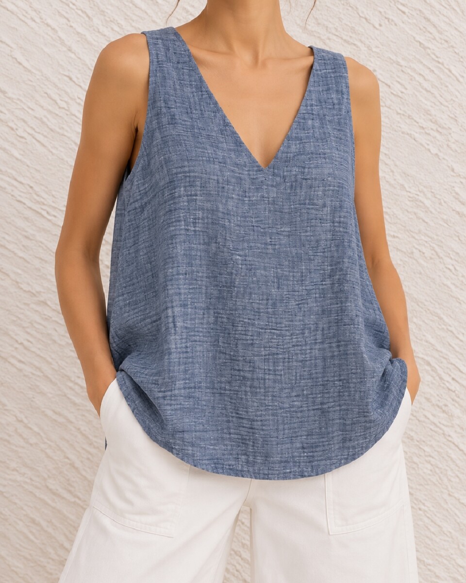 outlet - Blusa Azul Melange 