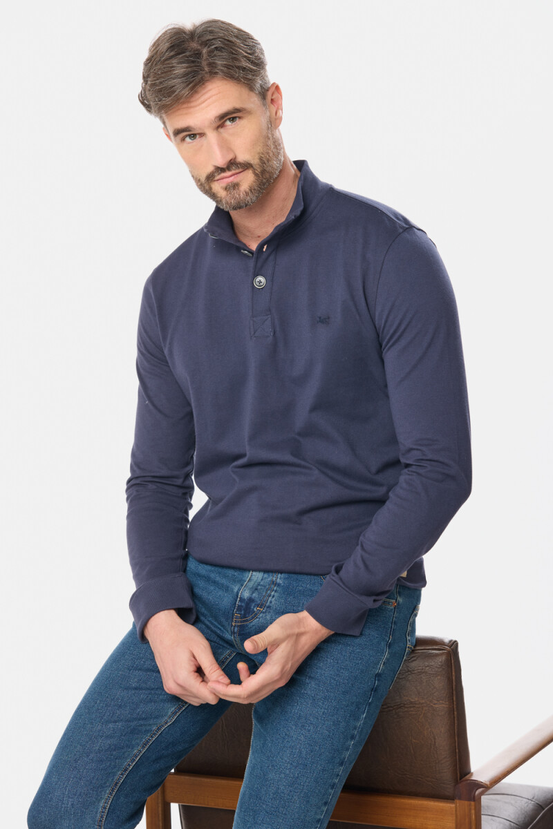 REMERA CON BOTONES - Azul 