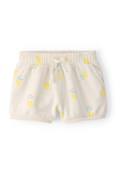 Short de algodón, marfil, diseño limones Short de algodón, marfil, diseño limones