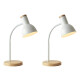 2 X Lampara De Escritorio Portatil Nordica Madera Vintage Blanco