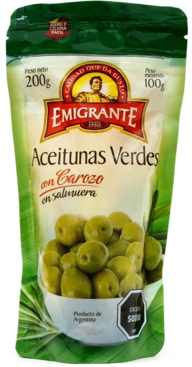 Aceituna con carozo doy pack 200g EMIGRANTE 