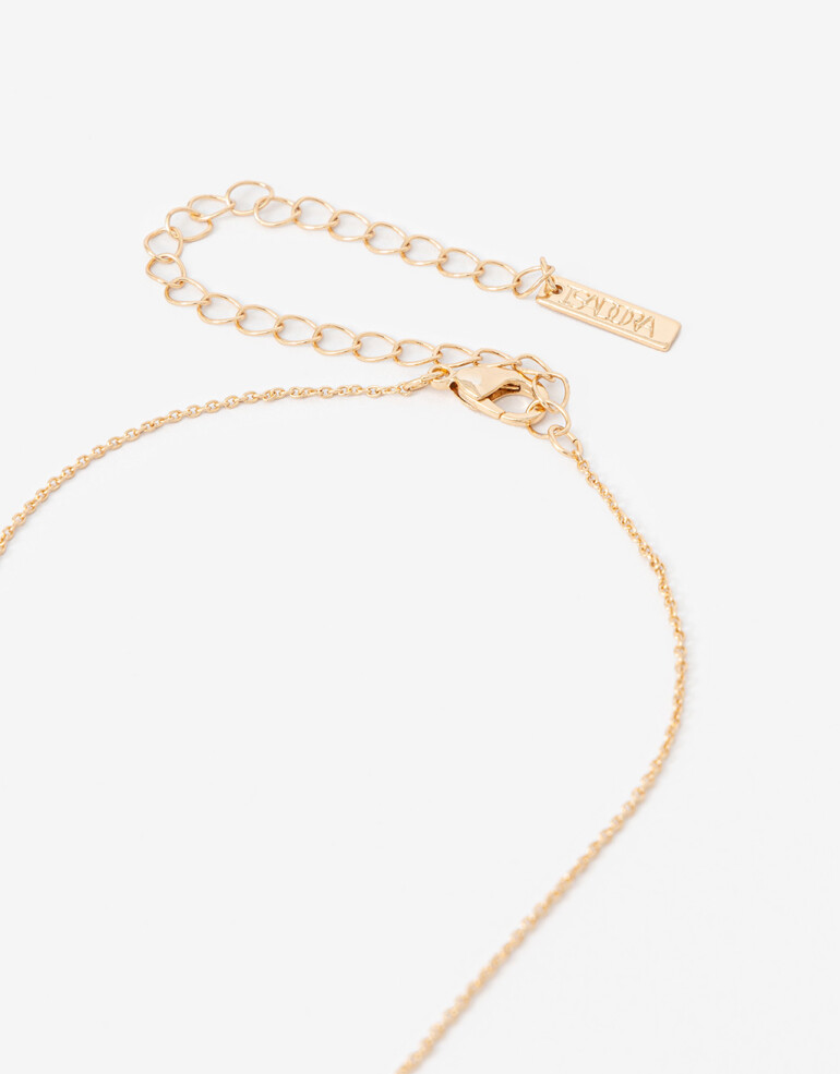 Cadena Corta con Dije Metal Collar Cadena Con Charm Rectangular - Dorado
