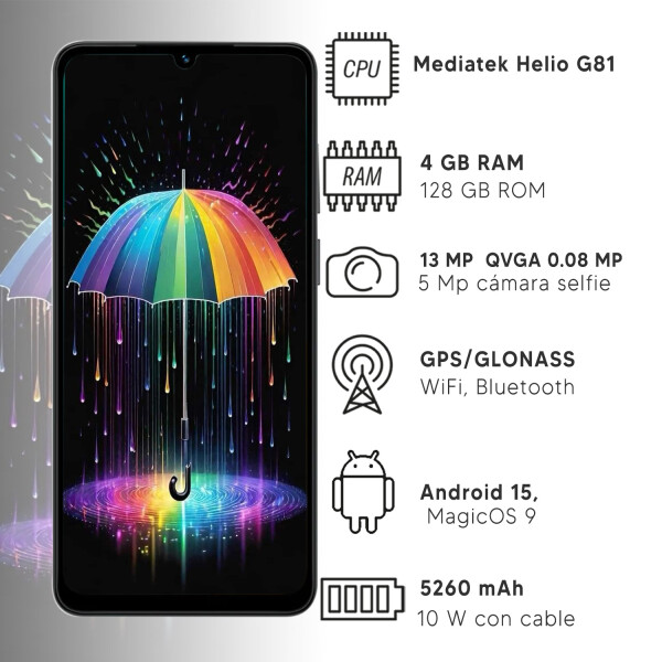 Honor X5c 4gb 128gb 13mpx 4g Wifi Huella + Regalo PLATEADO