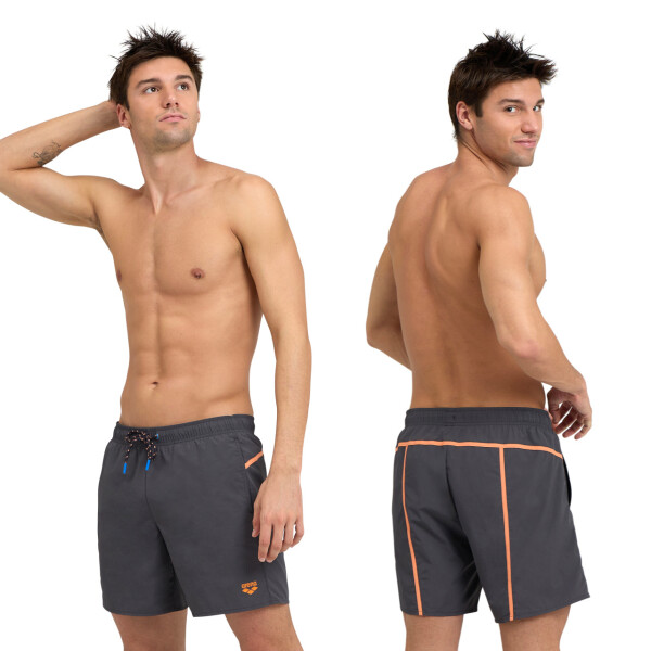 Bermuda Short Largo De Baño Playa Deportivo Para Adulto Arena Men's Pro_File Beach Boxer Gris y Naranja