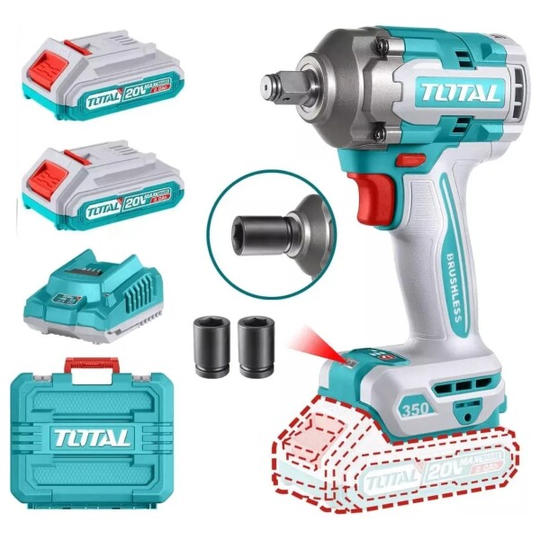 Llave de Impacto Inalámbrica Brushless Total 20V 350Nm Llave de Impacto Inalámbrica Brushless Total 20V 350Nm