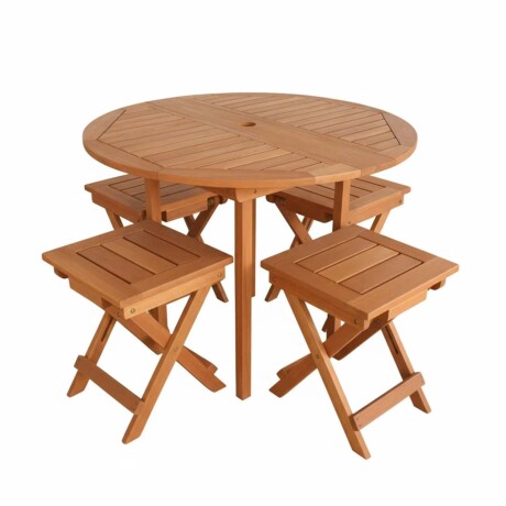 SET DE COMEDOR EXTERIOR MADERA-MERANTI NATURAL-BEIGE KONA