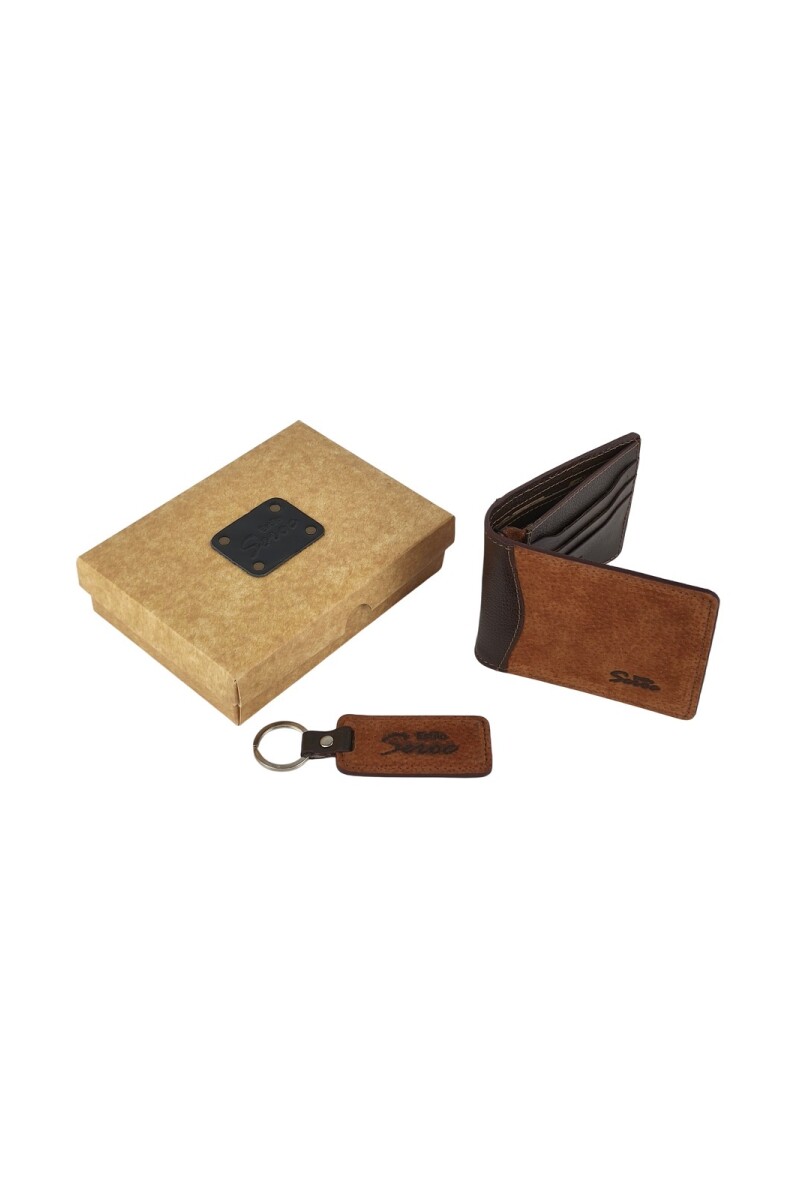 Set billetera y llavero Marron