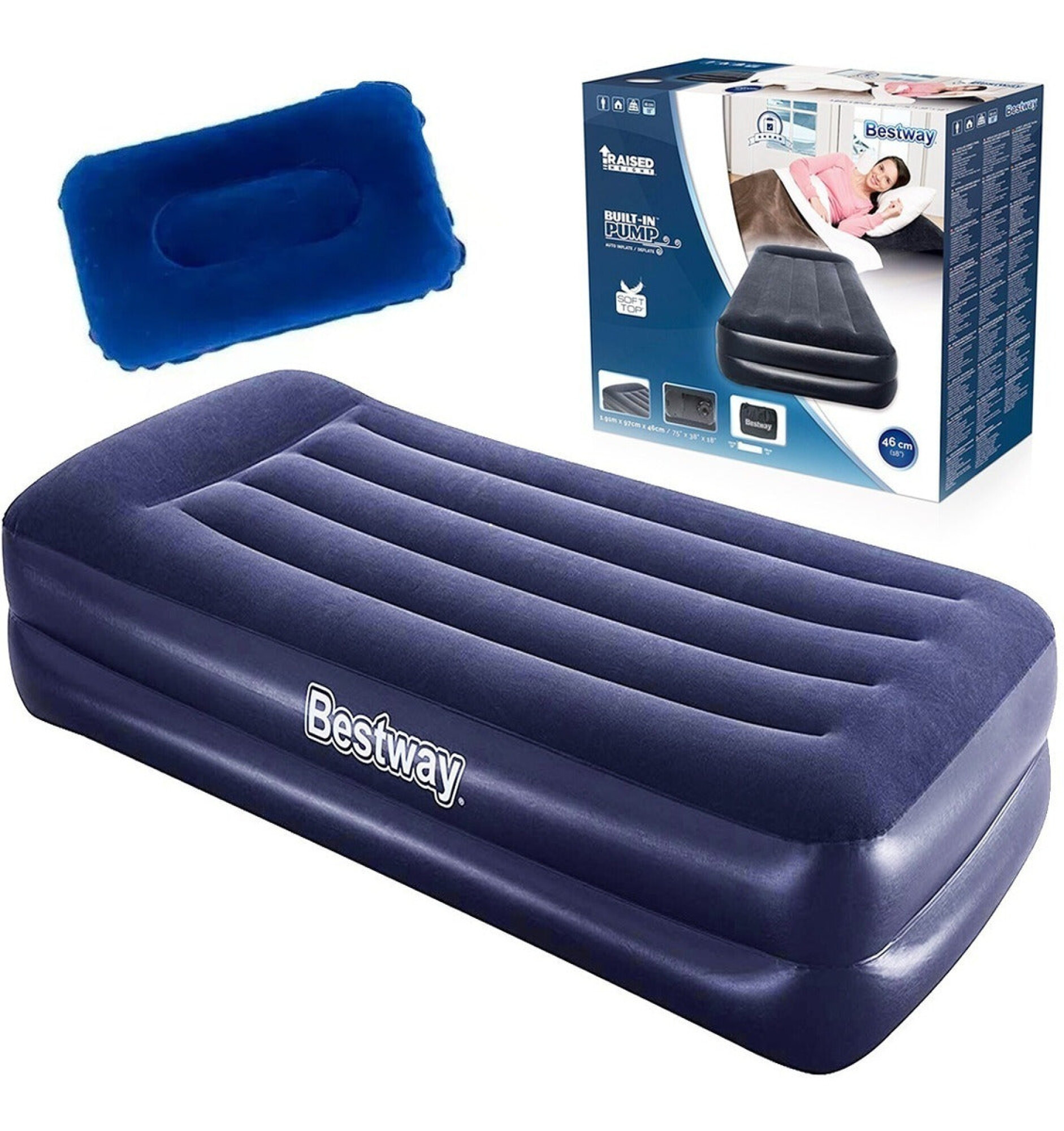 Combo Colchon Inflable Camping 1 Plaza Y 2P + Inflador - BESTWAY INFLABLES  - Megatone