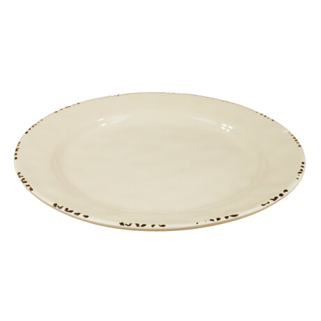 Plato llano de ceramica vintage beige con puntos Plato llano de ceramica vintage beige con puntos