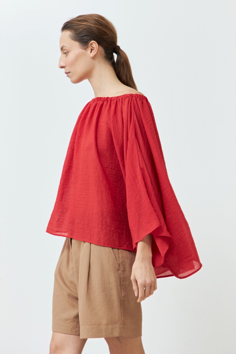 Blusa escote bardot rojo