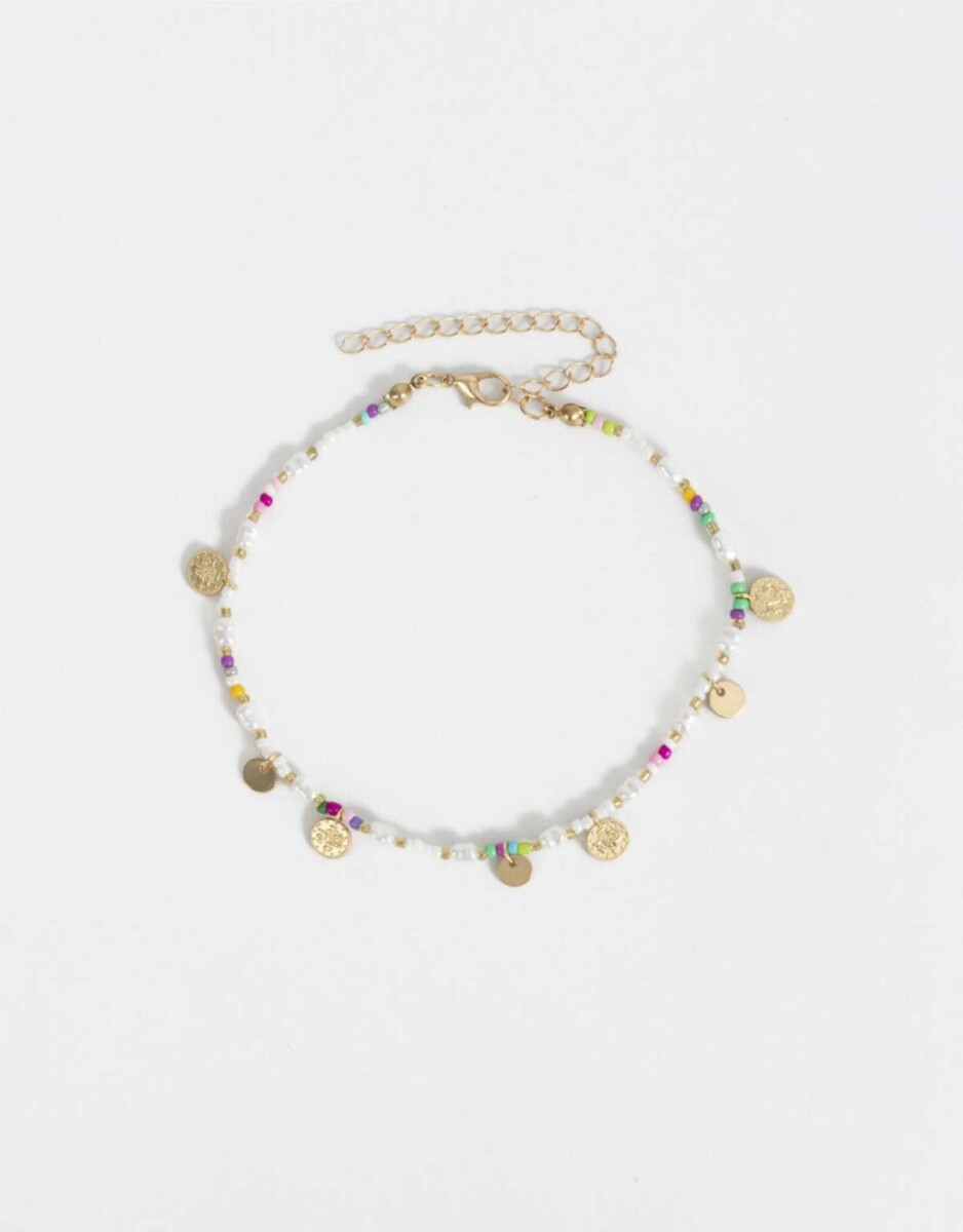 Tobillera En Perlas Y Dijes - Dorado 