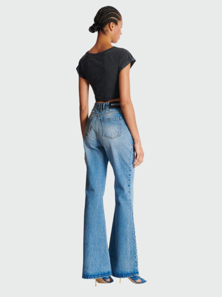 Balmain - Jeans acampanados de cintura alta Azul