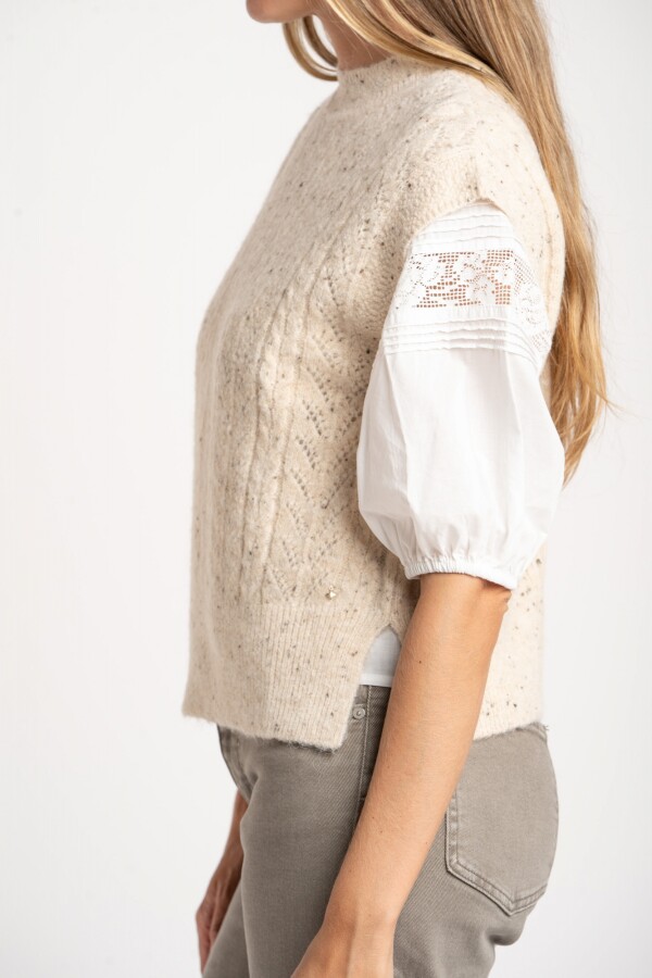 Chaleco Texturado Bouttonne Beige Melange