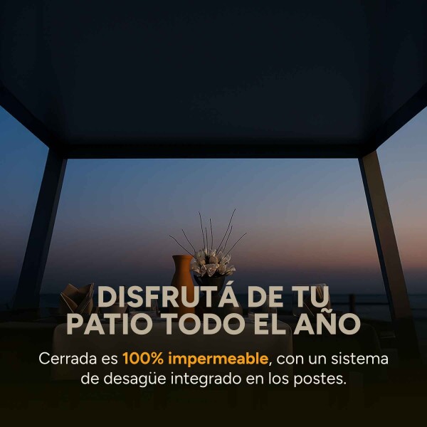 Pérgola Moderna Aluminio Regulable 3x3 Desagüe Incl. Patio Pérgola Moderna Aluminio Regulable 3x3 Desagüe Incl. Patio