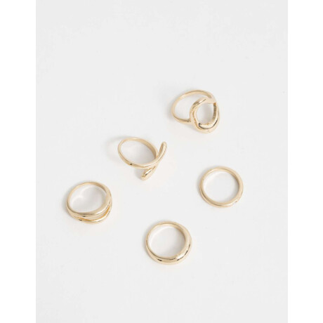 Set De Anillos De Metal Dorado