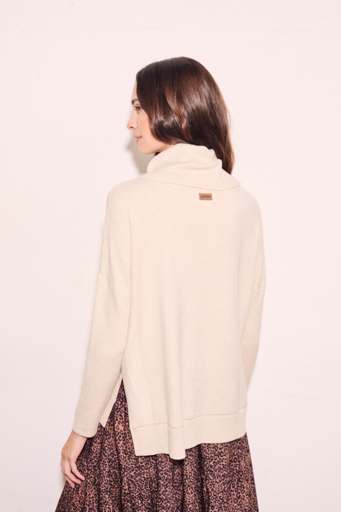 Polera Algodón Elastano Beige Melange