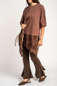 Remera Ruedo Saten Marron
