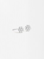 Pendientes Flor Con Circonitas - Plata De Ley 925 plateado