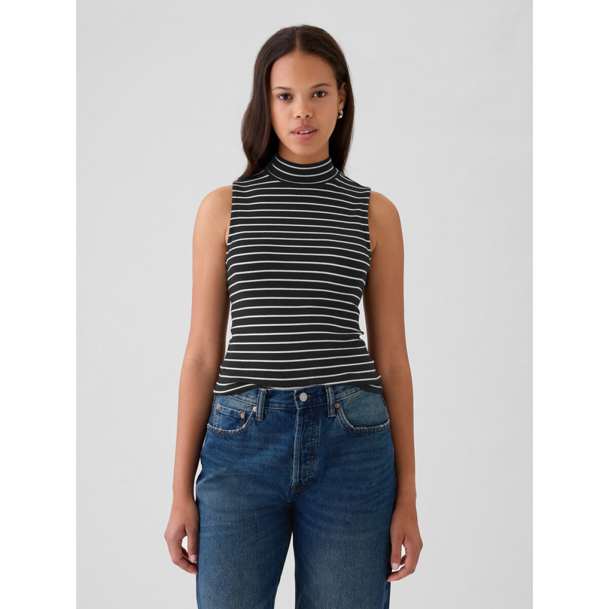 SL MOD MOCK NK - BLACK STRIPE 
