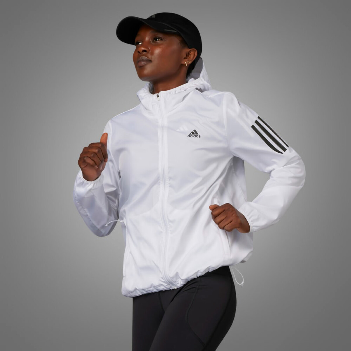 Campera de Mujer Adidas Running - Blanco - Negro 