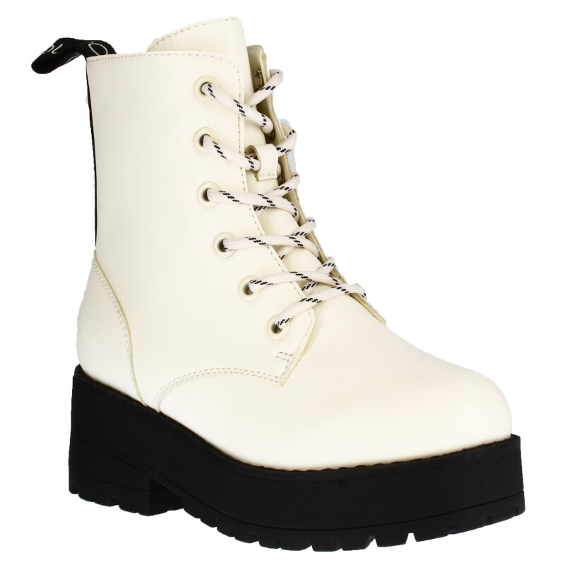 Bota de Niña Mini Miss Carol borcego MACAR con cinta estampada Blanco
