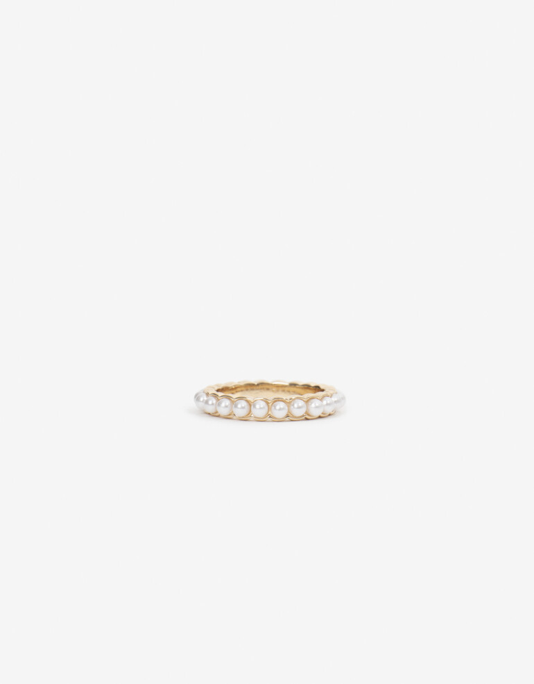 Anillos Medianos y Grandes Perla Anillo De Metal Con Perlas - Dorado