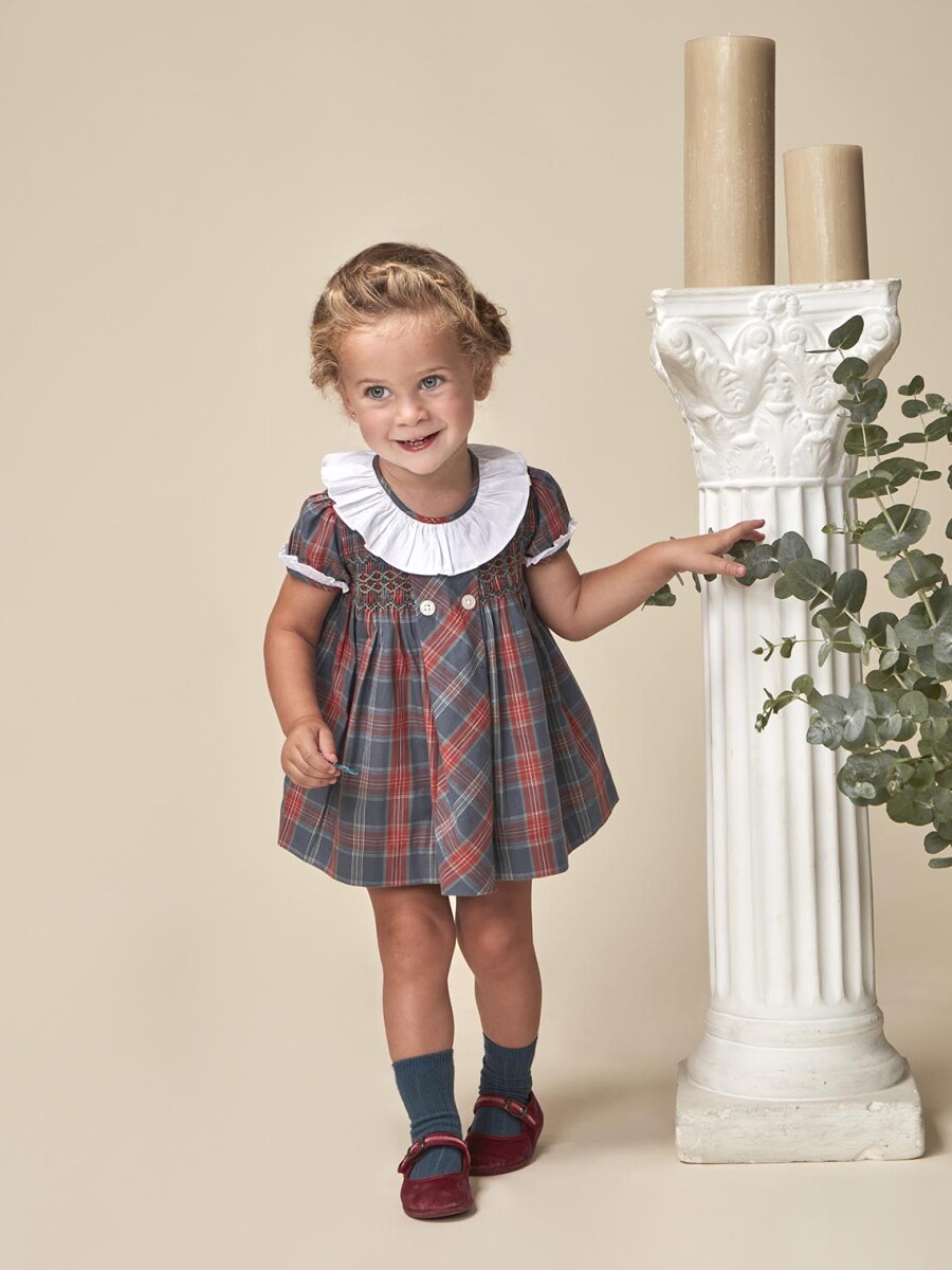 Vestido Cuadro Tartan Azul Pato