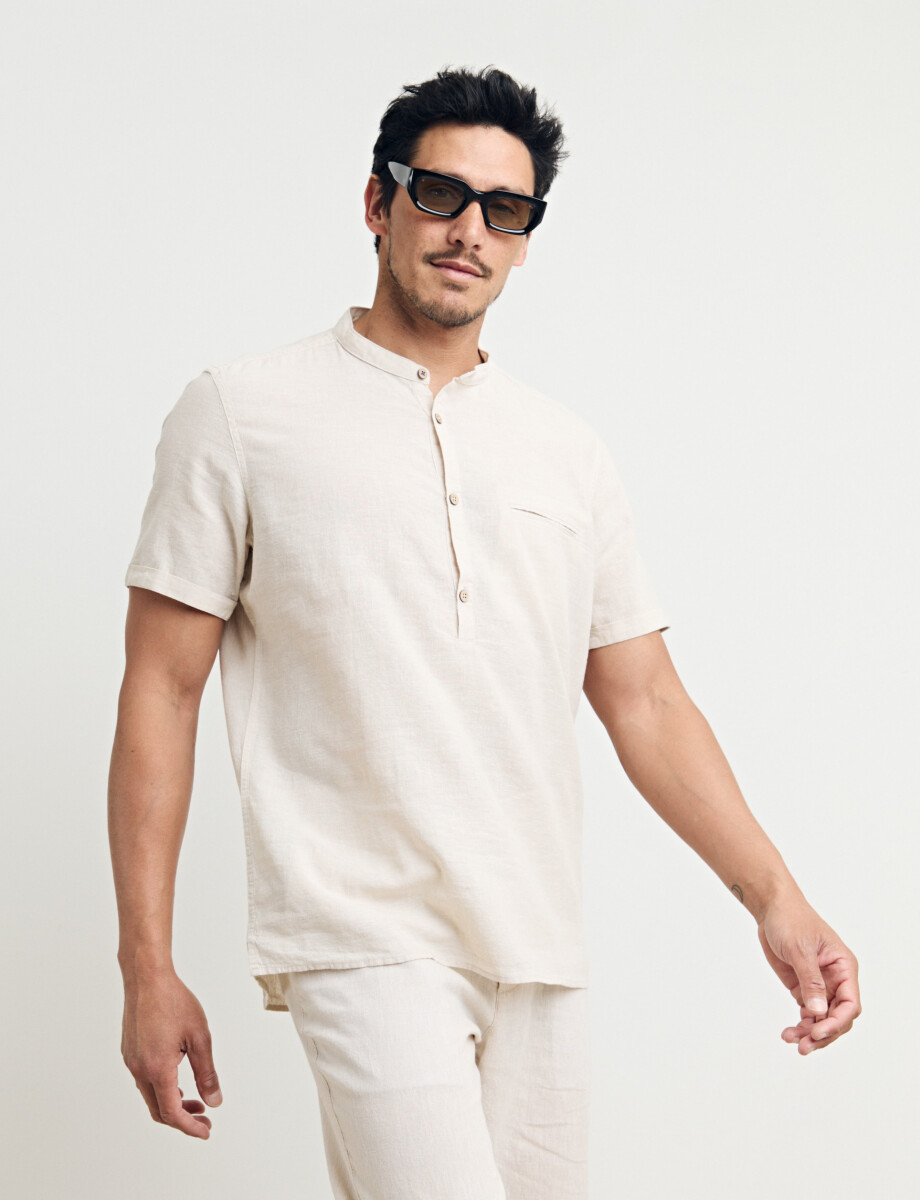 CAMISA HARRINGTON LABEL - Beige 