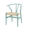 Silla Wishbone - Madera de Haya y Rattan natural Celeste
