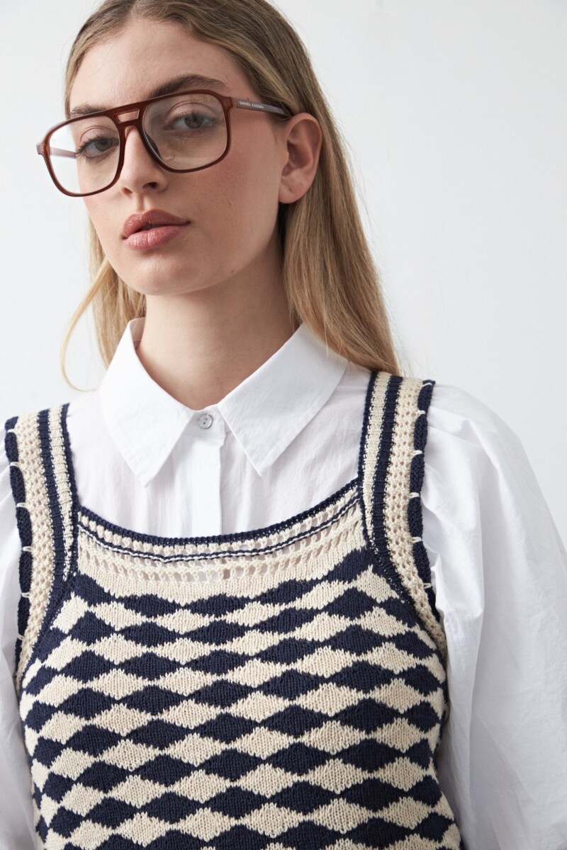 TOP EVARISTO Blanco/Azul